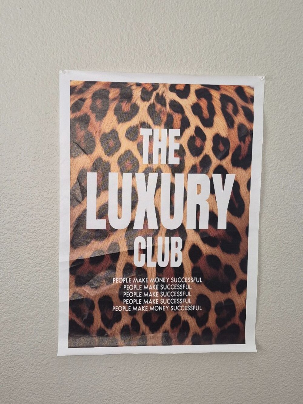 The Luxury Club Canvas Poster W/ Leopard Print  19 3/4" X 27 1/2"